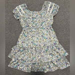 by & by Blue Floral Ruffle Dress